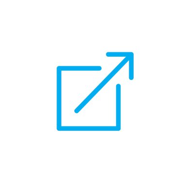 Dış bağlantı simgesiyle kutusu ve ok - UI veya Ux simgesi