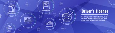 Sürücüleri testi ve lisans Icon Set ve - Web Header Banner