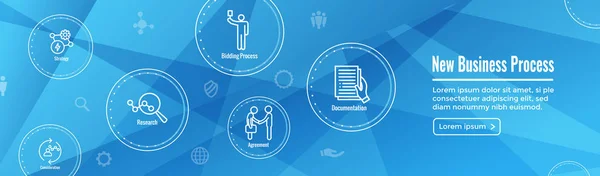 Ny Business Process Web Header Banner / Ikonuppsättning — Stock vektor