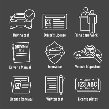 Sürücüleri testi ve lisans Icon Set ve - Web Header Banner