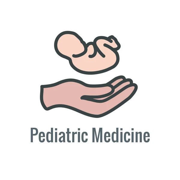 Pediatric Medicine with Baby / Pregnancy Related Icon — Stock Vector