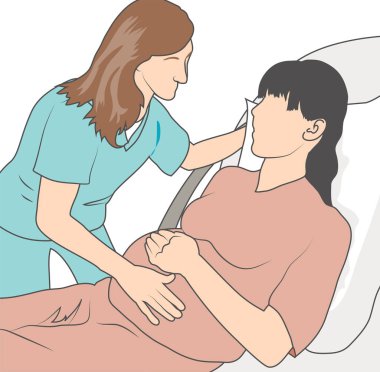 Hastane yatağında hamile kadın ile obgyn check-up