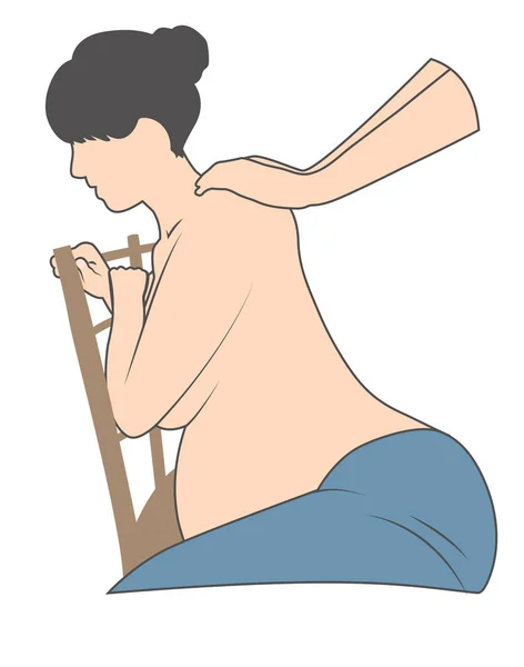 Femme Enceinte Dans Chaise Avec Mal Dos Obtenir Backrub — Image vectorielle