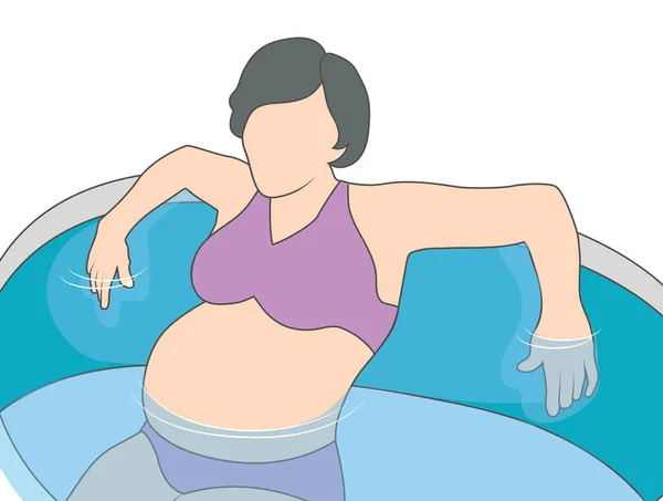 Mère enceinte dans une piscine se préparant pour l'accouchement par eau — Image vectorielle