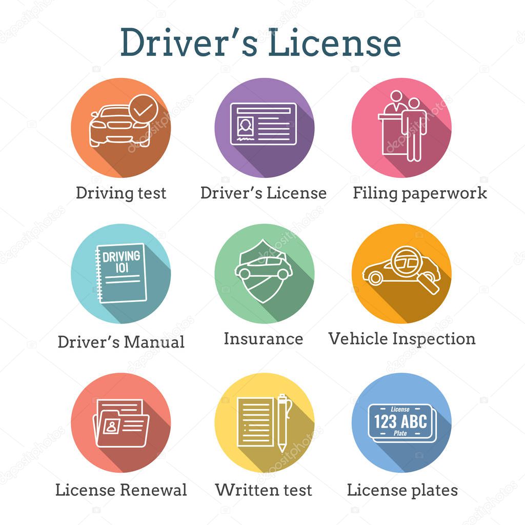 Drivers Test and License Icon Set and - Web Header Banner