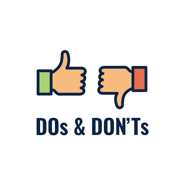 Faire et ne pas faire ou bonnes et mauvaises icônes w Symbole positif et négatif — Image vectorielle