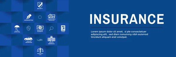 Assicurazione Web Header Banner - Copre i proprietari di case, medico, vita , — Vettoriale Stock