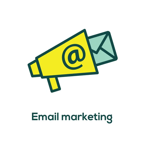 E-Mail Marketing Kampagnen Ikone w Bullhorn — Stockvektor