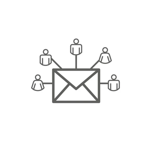 E-post marknadsföringskampanjer ikon med kuvert skickas till flera r — Stock vektor