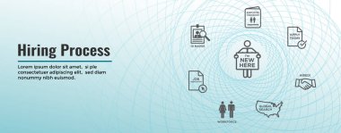Yeni çalışan Işe alım süreci simge seti-Web üstbilgi başlığı