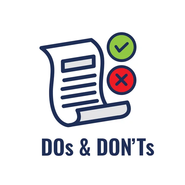 Do and Don 't or Good and Bad Icons w Simbo positivo y negativo — Vector de stock