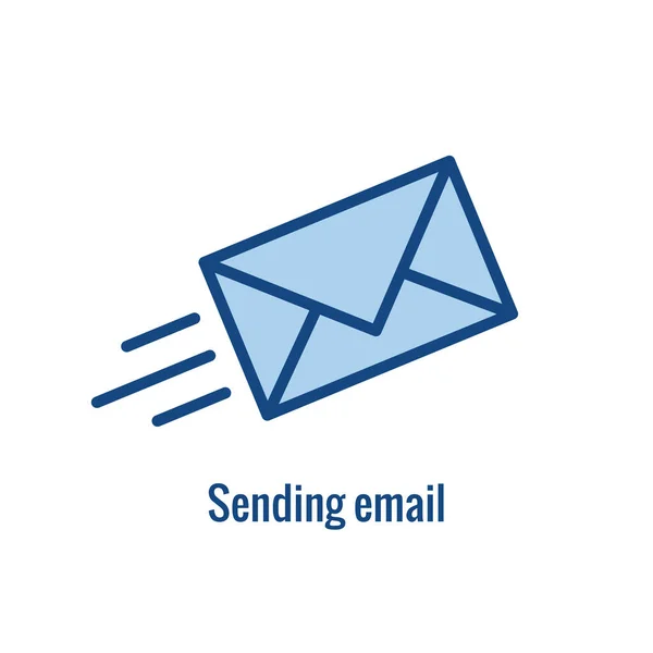 Ícone de campanhas de email marketing - envelope voador mostrando ser s — Vetor de Stock