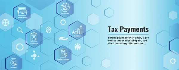 税务概念 - 支付百分比,图标和收入理念。平面矢量 — 图库矢量图片