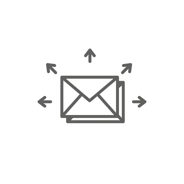 Icono de campañas de email marketing con sobre enviado a múltiples r — Vector de stock