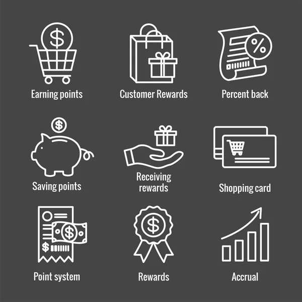 Conjunto de ícones de recompensas de clientes - Saco de compras e imagens de desconto —  Vetores de Stock