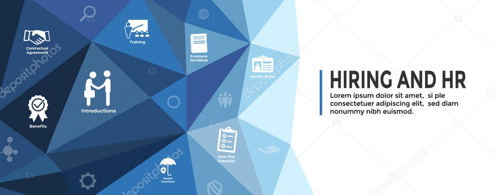 HR and Hiring Process icon set & Web Header Banner