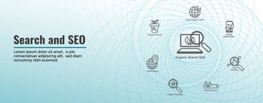 Arama ve organik büyüme ile SEO Web Header Hero Image Banner,