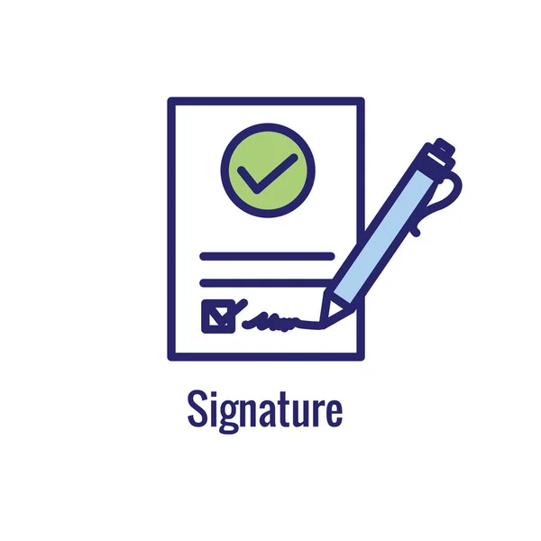 Icono de aprobación y firma con imágenes aprobadas - para mostrar algunos — Vector de stock