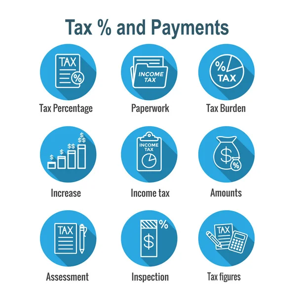 지불 비율, 아이콘 및 소득 아이디어와 세금 개념. 플랫 벡 — 스톡 벡터