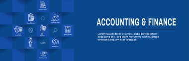 Muhasebeci veya muhasebe Icon Set & Web üstbilgi Banner