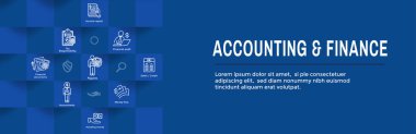 Accountant or Accounting Icon Set & Web Header Banner clipart