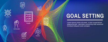 Akıllı hedefler veya hedef ayar simgesi seti ve Web üstbilgisi Banner