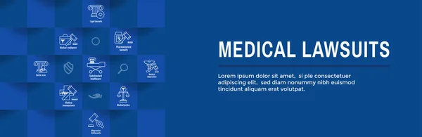 Tıbbi davalar Icon Set ve web header banner — Stok Vektör