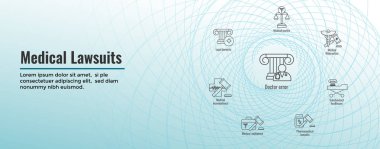 Tıbbi davalar Icon Set ve web header banner