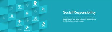 Sosyal sorumluluk Icon Set & Web üstbilgi Banner