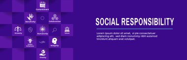 Sosyal sorumluluk Icon Set & Web üstbilgi Banner