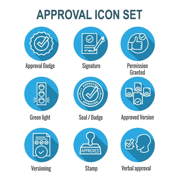 Conjunto de ícones de aprovação e assinatura - Ícones de carimbo e versão —  Vetores de Stock