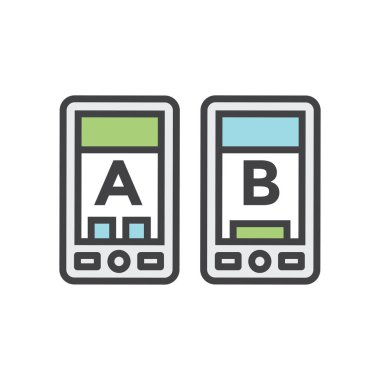 Test, deneme ve araştırma simgesi w A ve B harfleri