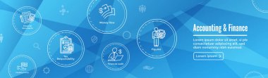 Muhasebeci veya muhasebe Icon Set & Web üstbilgi Banner