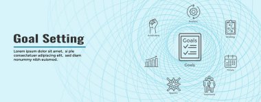 Akıllı hedefler veya hedef ayar simgesi seti ve Web üstbilgisi Banner