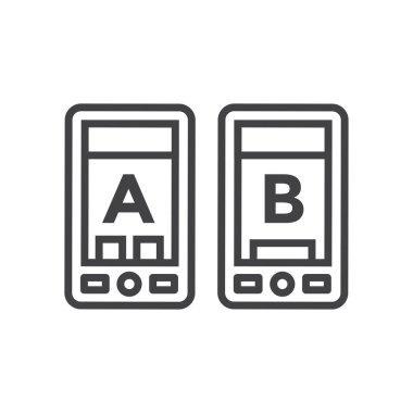 Test, deneme ve araştırma simgesi w A ve B harfleri