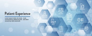 Hasta memnuniyeti Icon Set & Web üstbilgi Banner