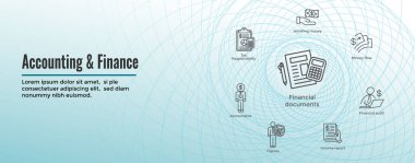 Muhasebeci veya muhasebe Icon Set & Web üstbilgi Banner