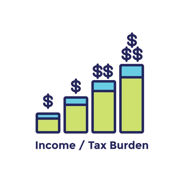 Tax concept with percentage paid, icon and income idea. Flat vec — Stock Vector