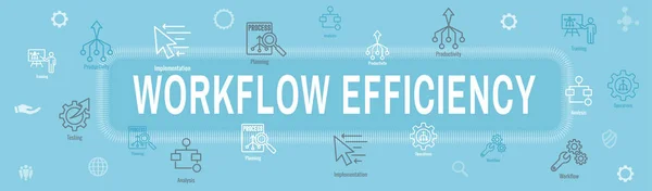 Workflow-Effizienz-Icon-Set und Web-Header-Banner mit Bedienung — Stockvektor