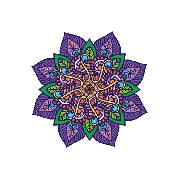 Projeto Mandala indiano com elementos florais e formas — Vetor de Stock