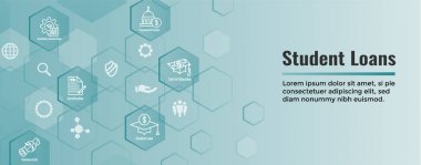 Web Başlık Banner ile Öğrenci Kredileri Simge Seti