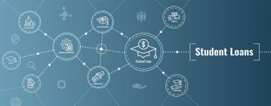Web Başlık Banner ile Öğrenci Kredileri Simge Seti