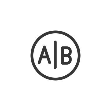 Test, deneme ve araştırma simgesi w A ve B harfleri