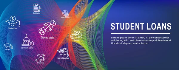 Web Başlık Banner ile Öğrenci Kredileri Simge Seti