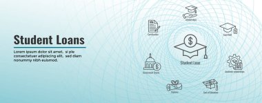 Web Başlık Banner ile Öğrenci Kredileri Simge Seti