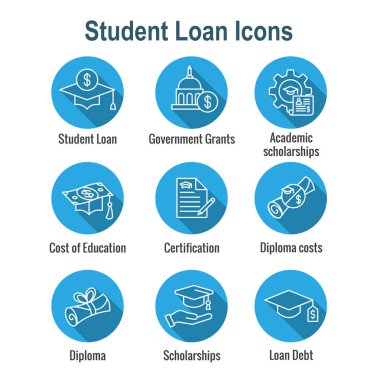 Akademik Burslar ve Borç Görüntüleri ile Öğrenci Kredileri Simge Seti