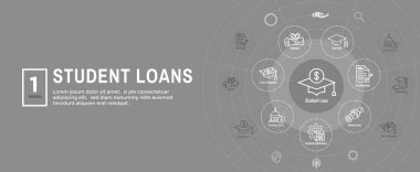 Web Başlık Banner ile Öğrenci Kredileri Simge Seti