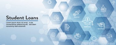 Web Başlık Banner ile Öğrenci Kredileri Simge Seti