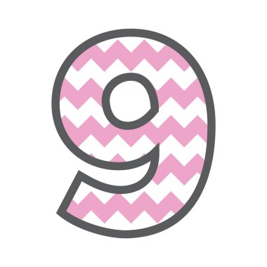 Renkli pembe ve beyaz desenli 9 Sembol Numarası