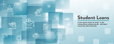 Web Başlık Banner ile Öğrenci Kredileri Simge Seti